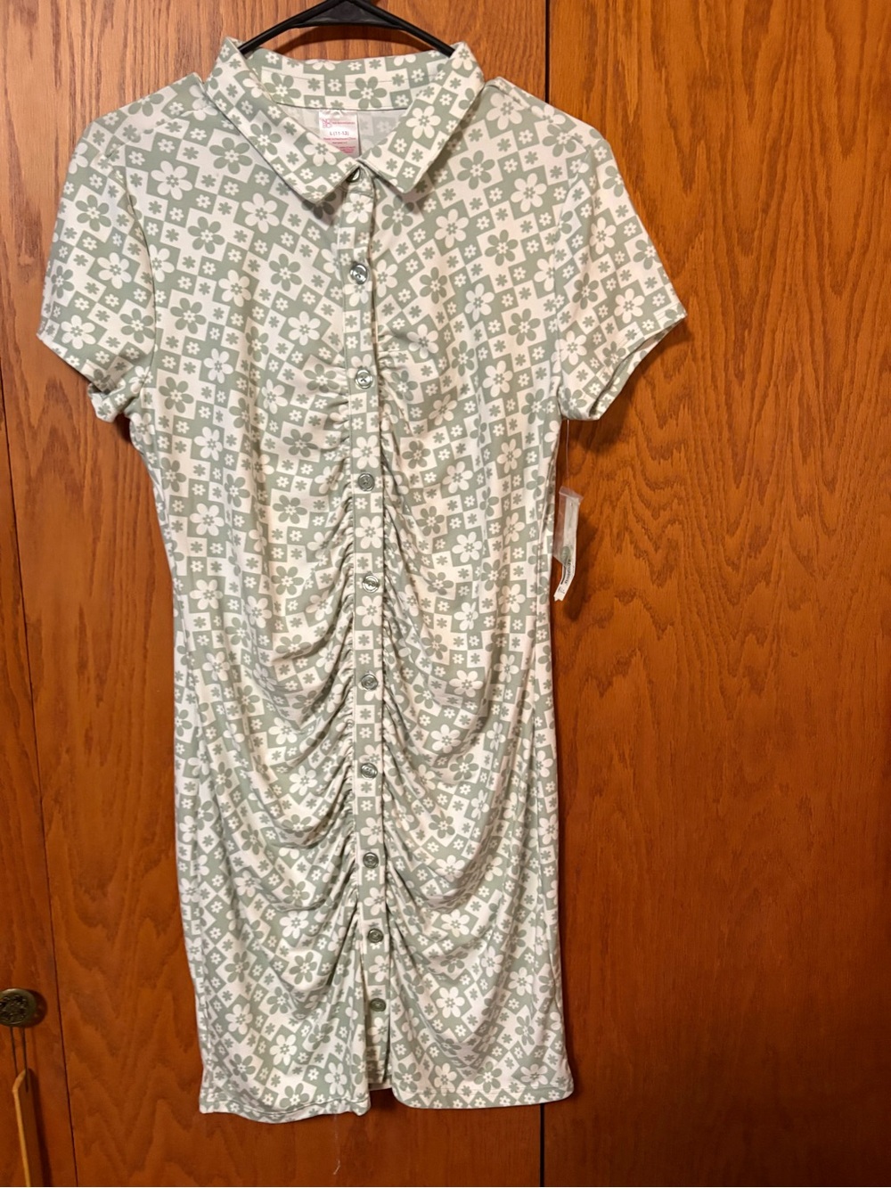 No Boundaries Green and White Floral Ruched Maxi Dress